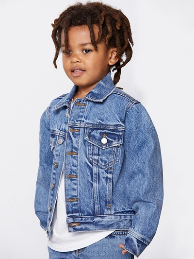 Frame Cropped Denim Jacket In Blue