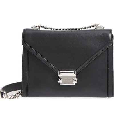 Michael Michael Kors Large Whitney Leather Shoulder Bag In Black/silver