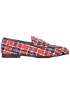 Gucci Jordaan Tweed Loafers In Red/ Blue