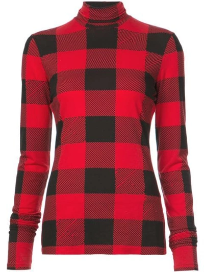 Proenza Schouler Pswl Checked Stretch-cotton Jersey Turtleneck Top In Black