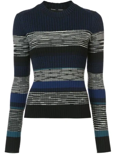 Proenza Schouler Striped And Marled Rib-knit Sweater In Black