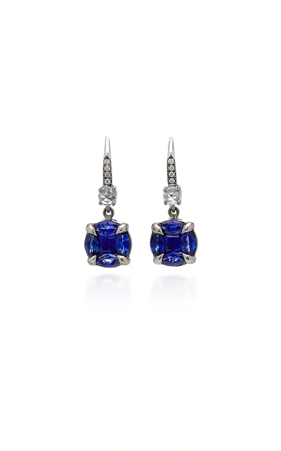 Nam Cho 18k White Gold Rhodium-plated Sapphire And Diamond Earrings In Blue