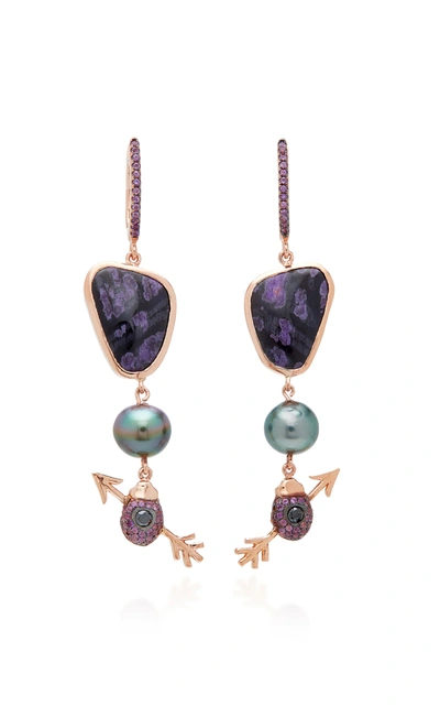 Daniela Villegas 18k Rose Gold Multi-stone Earrings In Purple