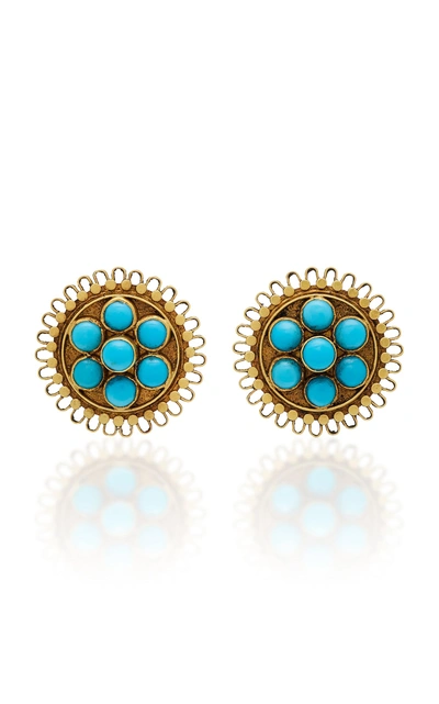 Amrapali 18k Gold Turquoise Earrings In Blue