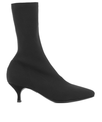 Strategia Black Fabric Heeled Ankle Boots
