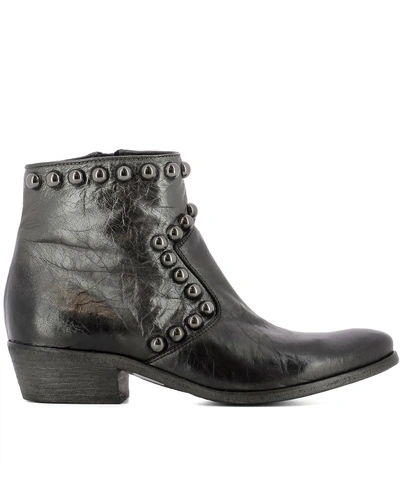 Strategia Grey Leather Ankle Boots