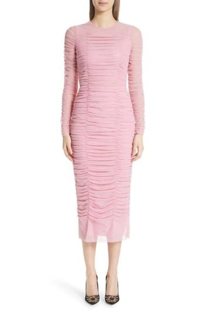 Dolce & Gabbana Ruched Tulle Body-con Dress In Rosa