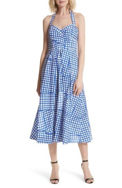 Milly Paige Stretch Cotton Halter Dress In Blueberry