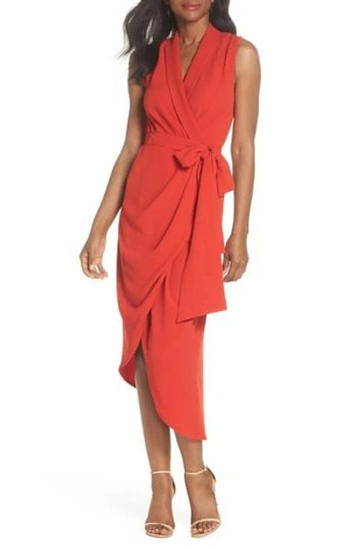 C/meo Collective Entice Asymmetrical Wrap Dress In Red