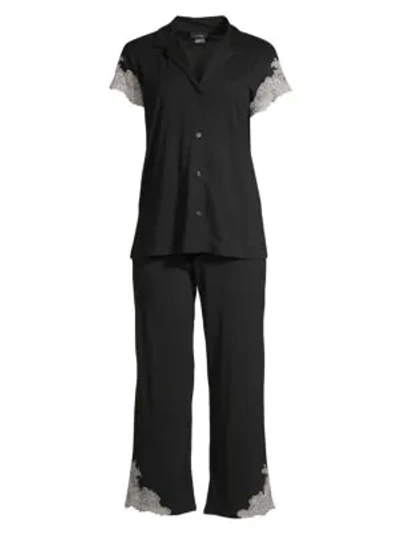Natori 2-piecelux Shangrila Pajama Set In Black/cocoon