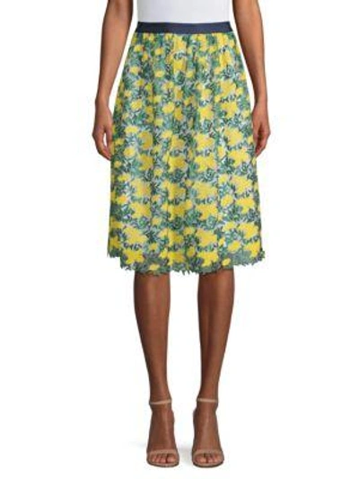 Draper James Embroidered Floral A-line Skirt In Vibrant Yellow