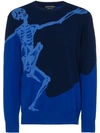 Alexander Mcqueen Dancing Skeleton Wool-blend Jumper In Blue