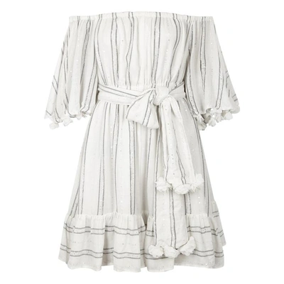 Sundress Victorine Off-the-shoulder Cotton Mini Dress In Cream