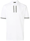 Versace Logo Trim Cotton Slim Fit Polo Shirt In White