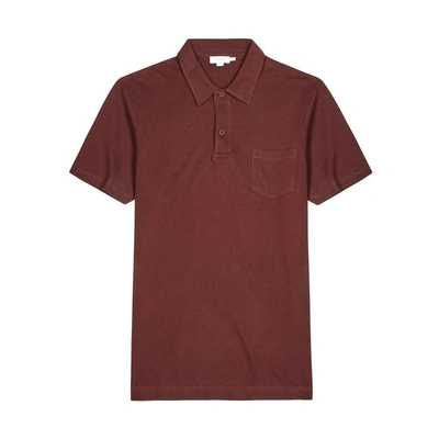 Sunspel Bordeaux Piqué Cotton Polo Shirt
