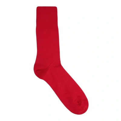 Falke Lhasa Ribbed Wool-blend Socks In Red