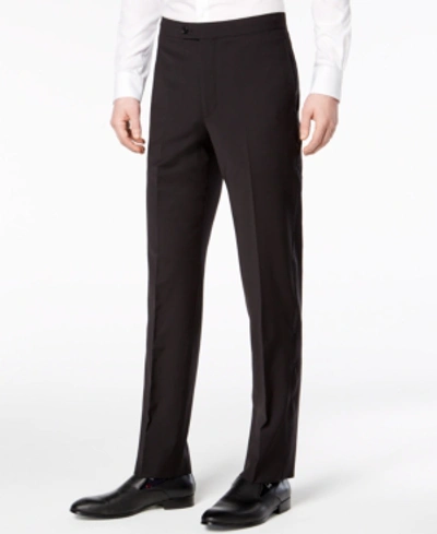 Calvin Klein Men's Slim-fit Stretch Mini-grid Dress Pants In Black