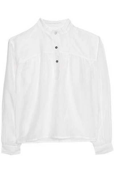 Isabel Marant Étoile Woman Laper Gathered Cotton And Silk-blend Voile Blouse White