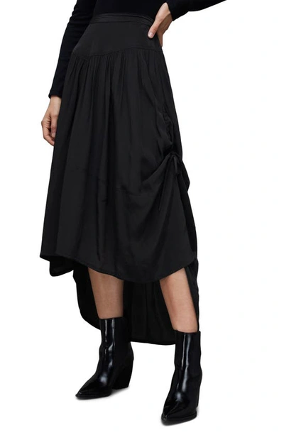 Allsaints Kaye Ruched Skirt In Black