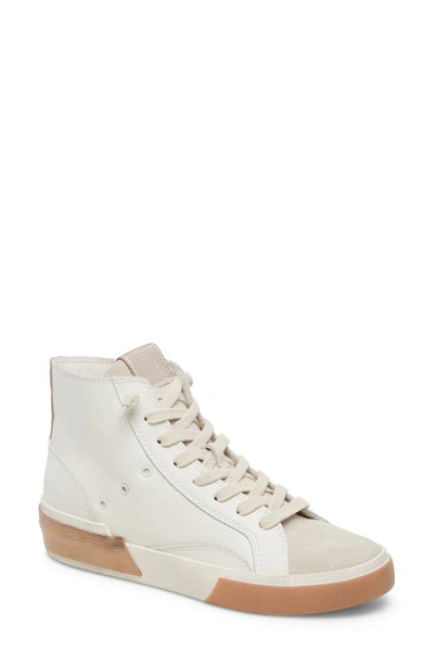 Dolce Vita Women's Zohara High-top Lace-up Sneakers Women's Shoes In White/ Tan Leather