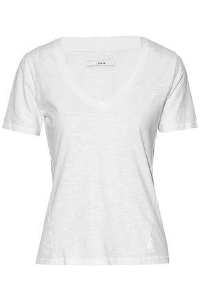 J Brand Woman Slub Cotton-jersey T-shirt White