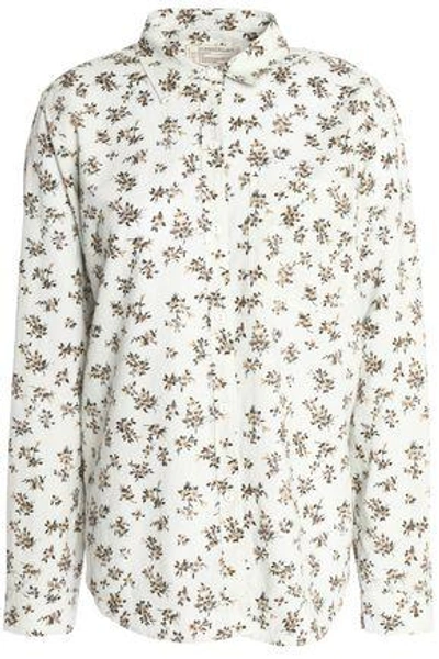 Current Elliott Woman Floral-print Linen And Cotton-blend Gauze Shirt Ecru