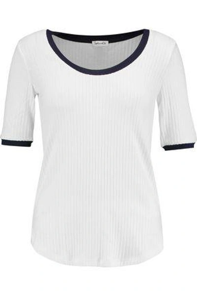 Splendid Woman Ribbed Stretch-knit Top White