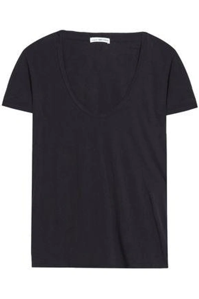 James Perse Woman Printed Cotton-jersey T-shirt Black