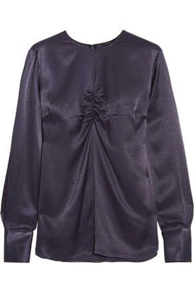 Joseph Woman Eugene Ruched Satin Top Dark Purple