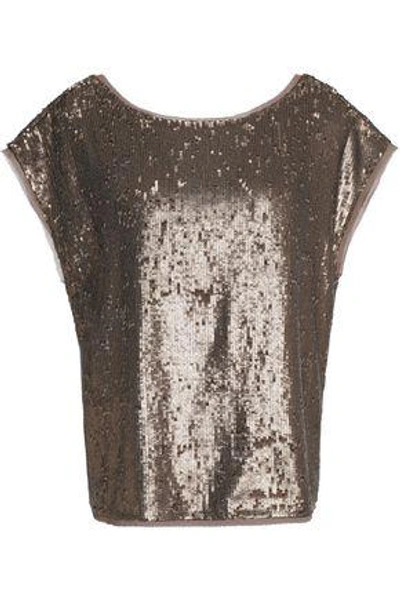 Joie Woman Marania Sequined Georgette Top Gold