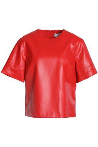 Msgm Woman Faux Leather Top Red