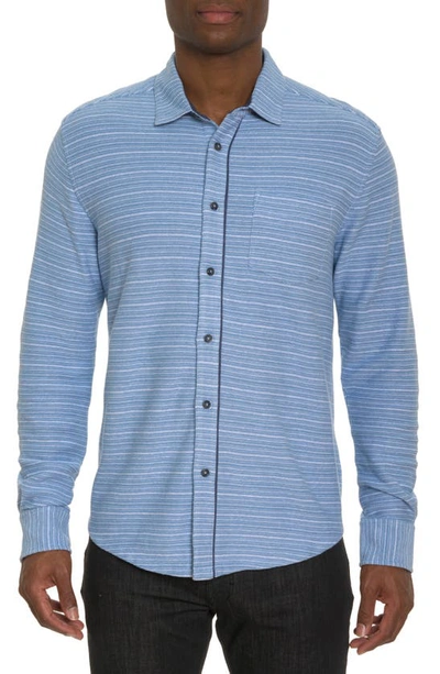 Robert Graham Men's Adler Stripe Knit Sport Shirt In Light Blue