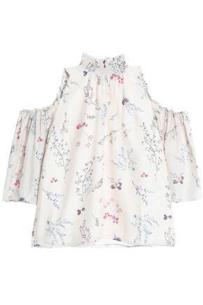 Rachel Zoe Woman Cold-shoulder Floral-print Silk Crepe De Chine Blouse Ivory