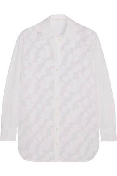 See By Chloé Appliquéd Mesh Cotton Shirt In White