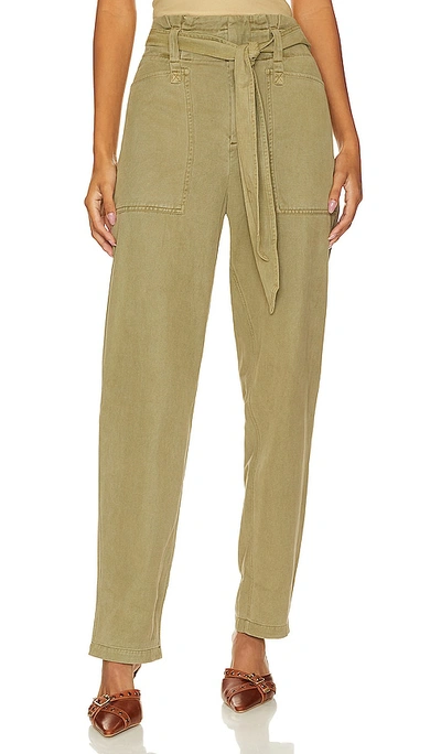 Rails Achilles Tie Waist Cotton Blend Ankle Pants In Canteen