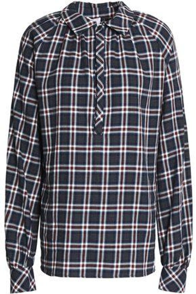 Stella Jean Woman Checked Cotton-flannel Shirt Navy