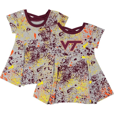 Colosseum Babies' Girls Infant  Gray Virginia Tech Hokies Sweet Pea Dress