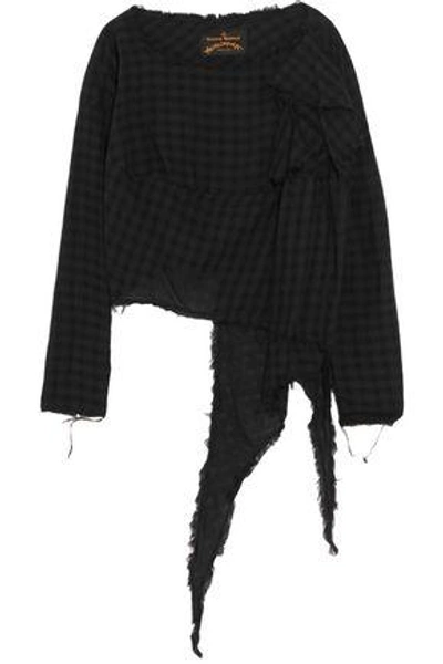 Vivienne Westwood Anglomania Woman Draped Checked Cotton Top Black