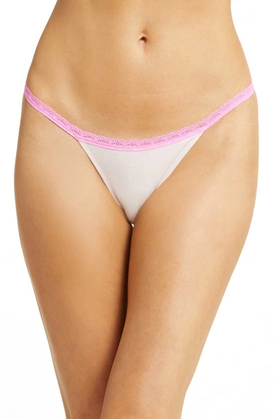 Free People Intimately Fp Lace Trim Thong In Crystal Pink