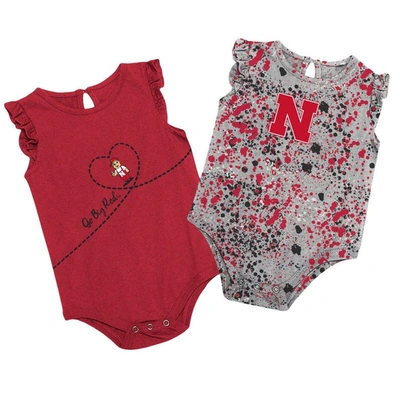 Colosseum Babies' Girls Infant  Scarlet, Gray Nebraska Huskers Sweet Pea Two-pack Bodysuit Set In Scarlet,gray