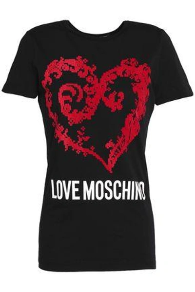 Love Moschino Woman Printed Cotton-jersey T-shirt Black