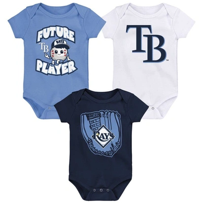 Outerstuff Babies' Newborn And Infant Boys And Girls Light Blue, Navy, White Tampa Bay Rays Minor League Player Three-p In Light Blue,navy,white
