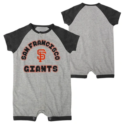 Outerstuff Babies' Infant  Heather Gray San Francisco Giants Extra Base Hit Raglan Full-snap Romper