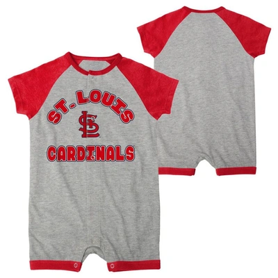 Outerstuff Babies' Infant  Heather Gray St. Louis Cardinals Extra Base Hit Raglan Full-snap Romper