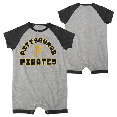 Outerstuff Babies' Infant  Heather Gray Pittsburgh Pirates Extra Base Hit Raglan Full-snap Romper