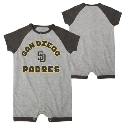 Outerstuff Babies' Newborn And Infant Boys And Girls Heather Gray San Diego Padres Extra Base Hit Raglan Full-snap Romp