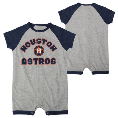 Outerstuff Babies' Infant  Heather Gray Houston Astros Extra Base Hit Raglan Full-snap Romper