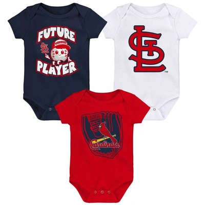 Outerstuff Babies' Newborn And Infant Boys And Girls Navy, Red, White St. Louis Cardinals Minor League Player Three-pac In Navy,red,white