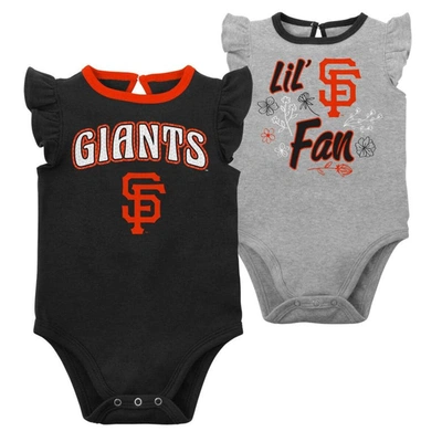 Outerstuff Babies' Infant Boys And Girls Black, Heather Gray San Francisco Giants Little Fan Two-pack Bodysuit Set In Black,heather Gray