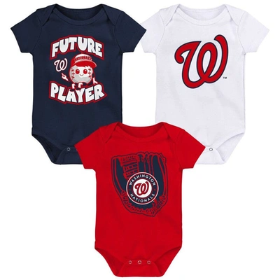 Outerstuff Babies' Infant Navy/red/white Washington Nationals Minor League Player Three-pack Bodysuit Set